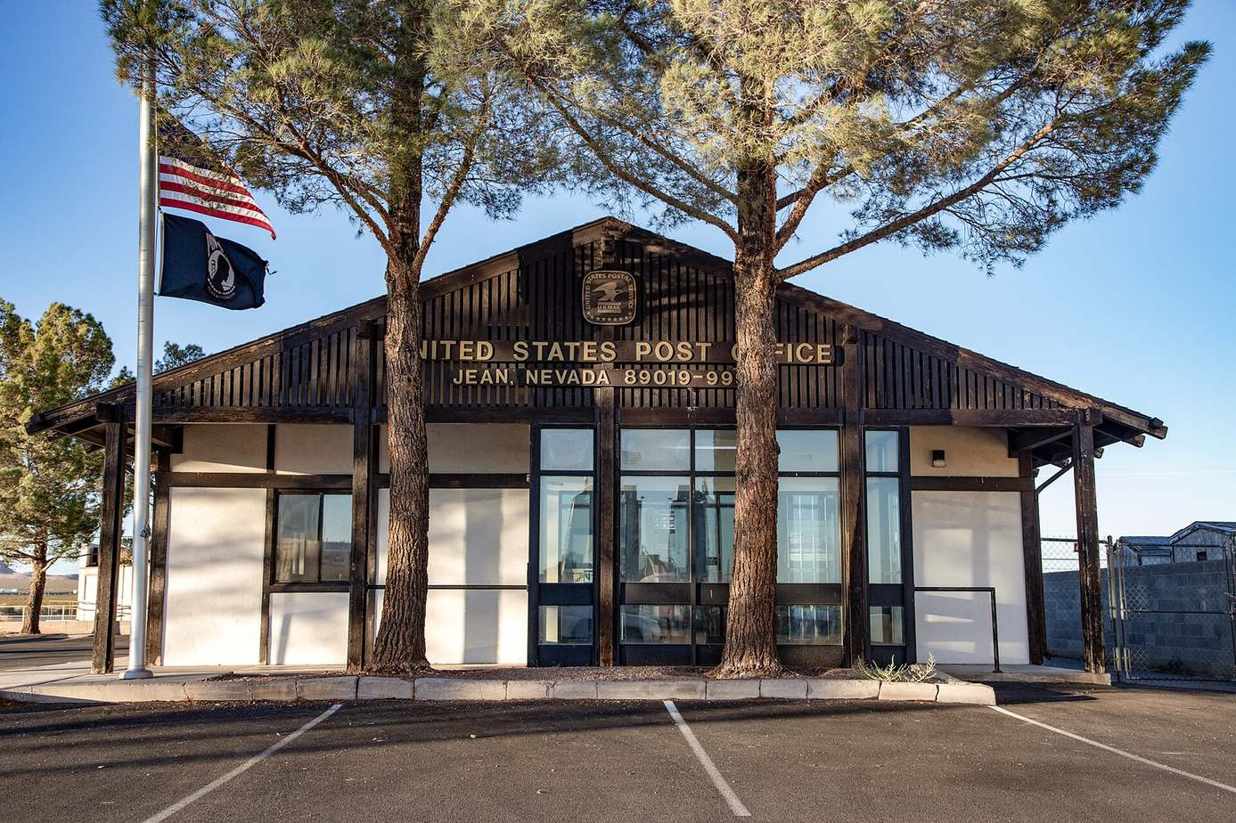 Closeup of a post office building exterior